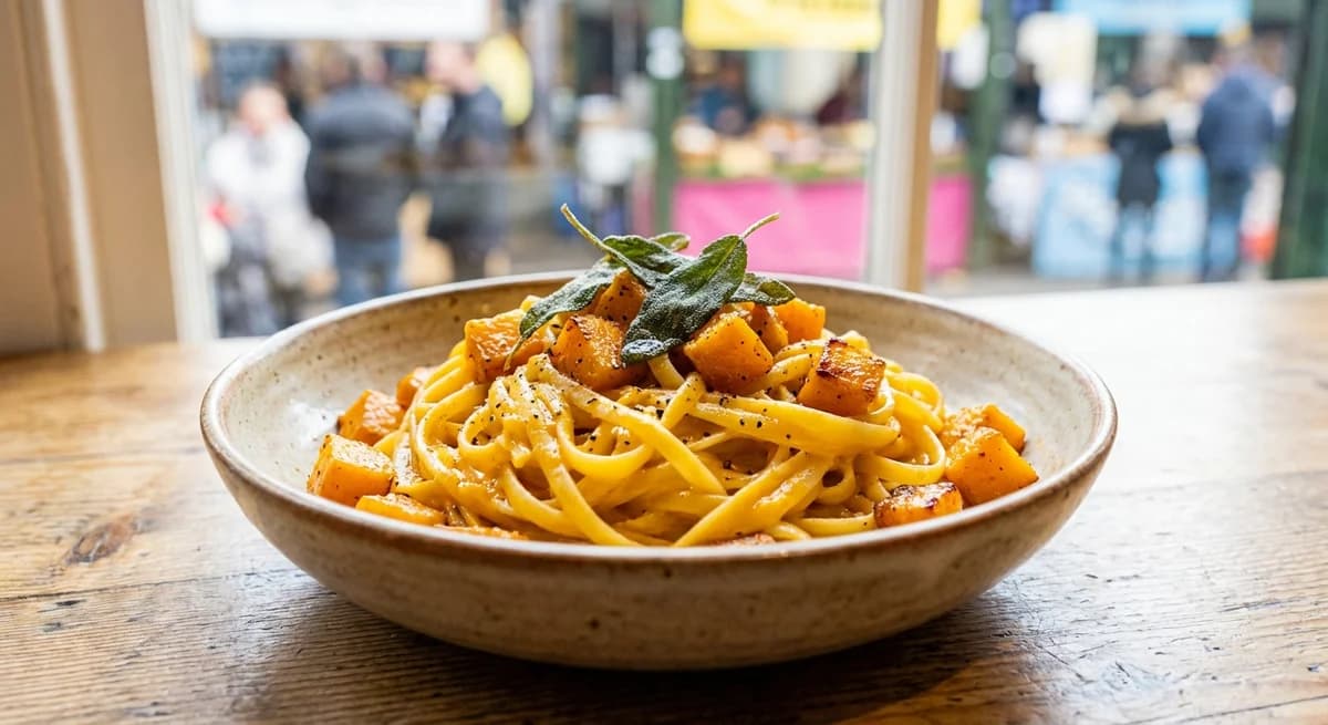 Creamy Roasted Butternut Squash Linguine with Crispy Sage