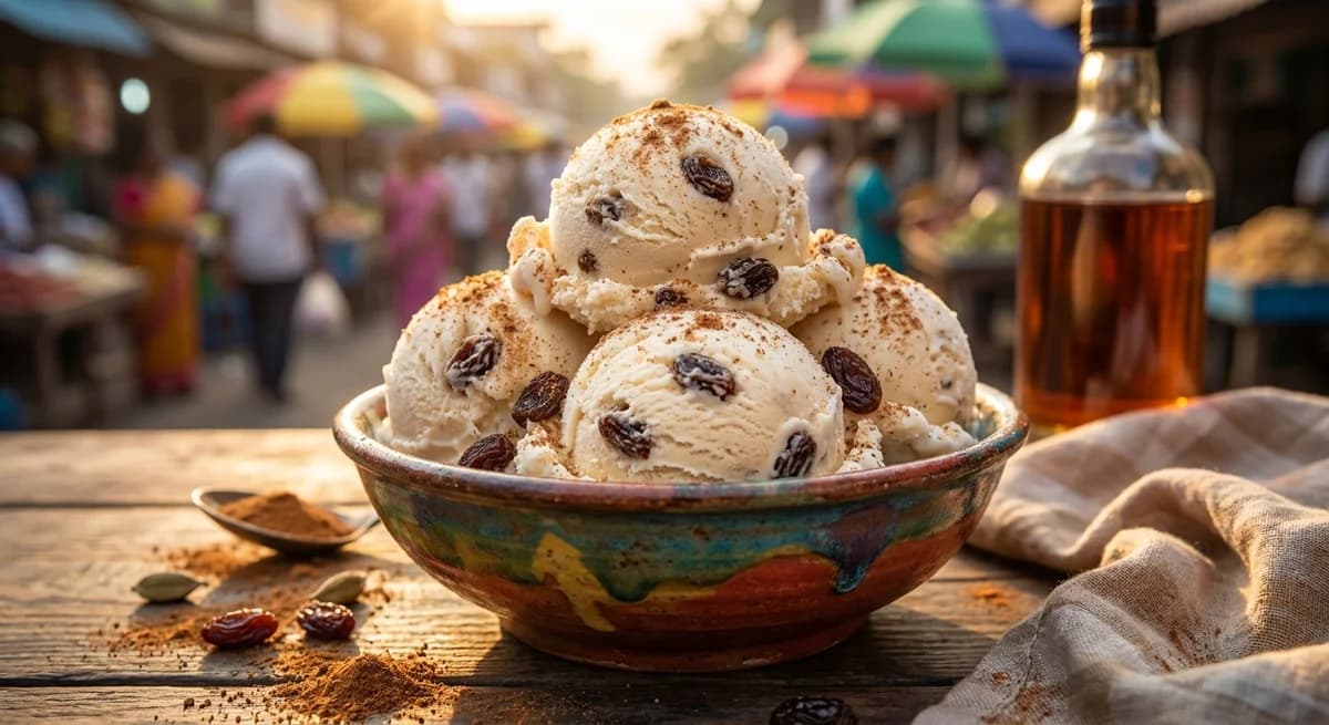 Creamy Spiced No-Churn Rum Raisin Ice Cream Recipe