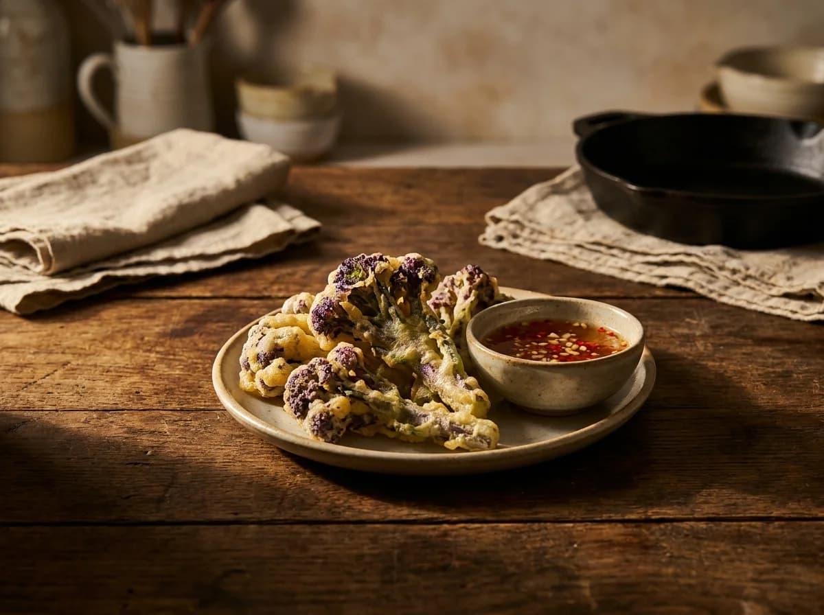 Crispy Purple Sprouting Broccoli Tempura with Nuoc Cham