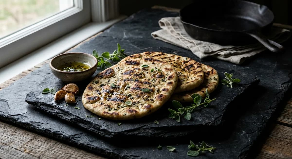 Garlic Herb Greek Griddled Flatbreads Recipe