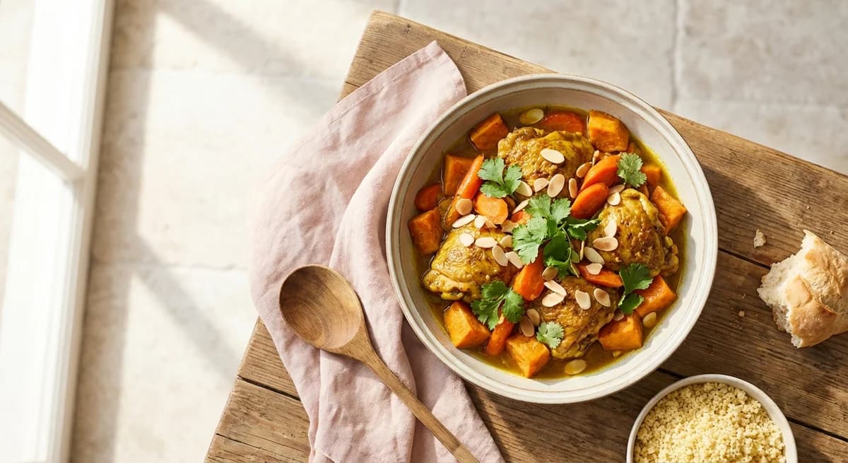 Golden Chicken and Sweet Potato Tagine with Carrots
