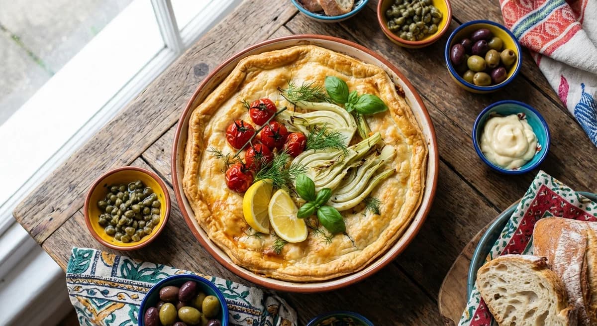 Mediterranean Tomato and Fennel Three Fish Pie