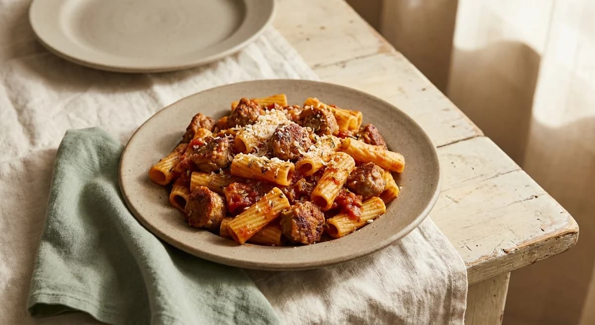 Easy One-Pot Rigatoni with Fennel Sausage Sauce Recipe