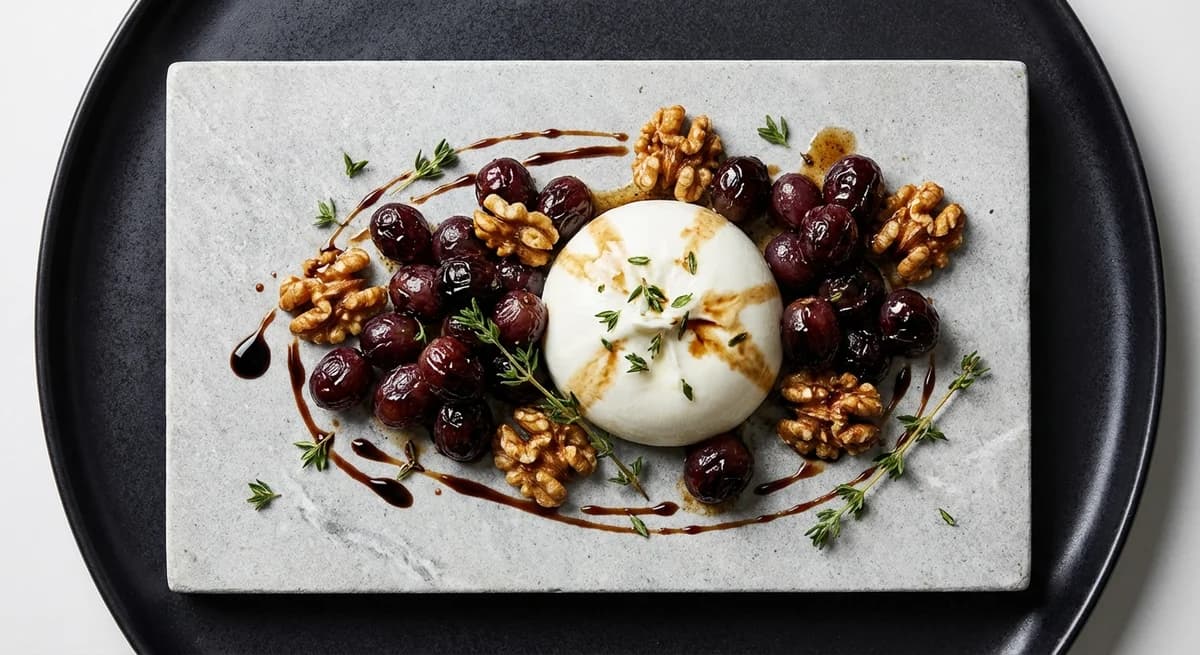 Roasted Balsamic Grape and Walnut Burrata