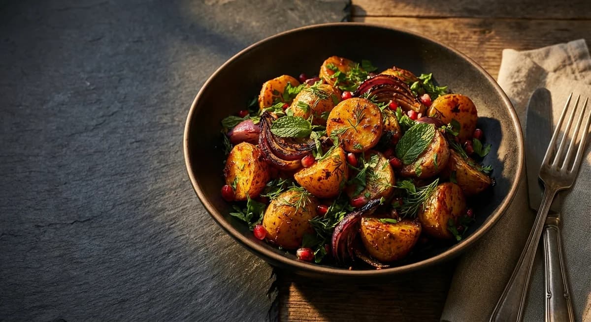 Roasted Harissa Potato Salad with Fresh Herbs