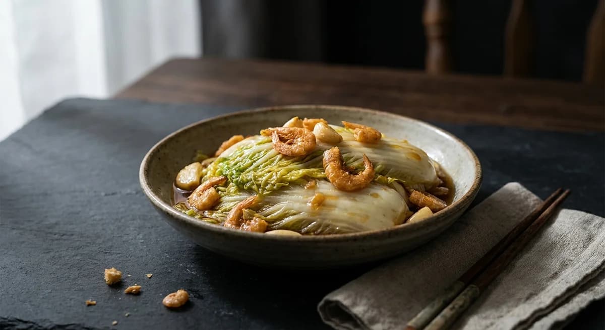 Savory Garlic Napa Cabbage with Dried Shrimp Recipe