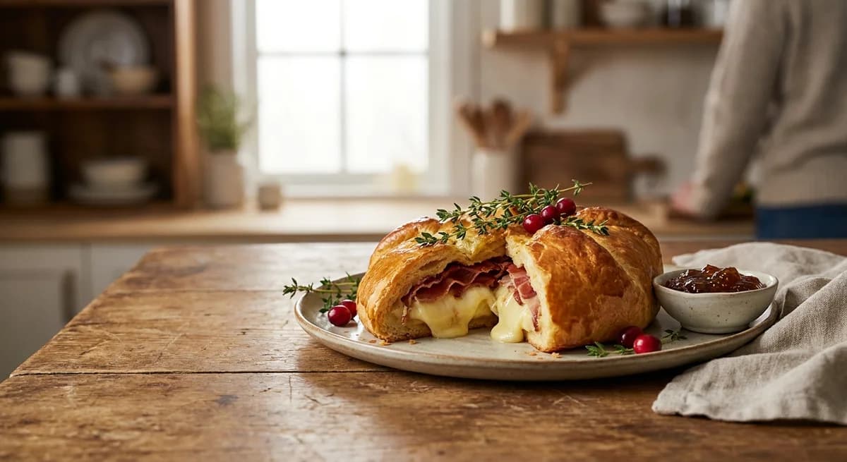 Savory Holiday Brie Wrapped in Prosciutto and Brioche