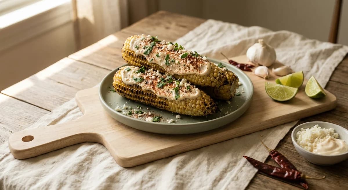 Smoky Mexican Grilled Corn with Garlic Mayo and Cheese Recipe