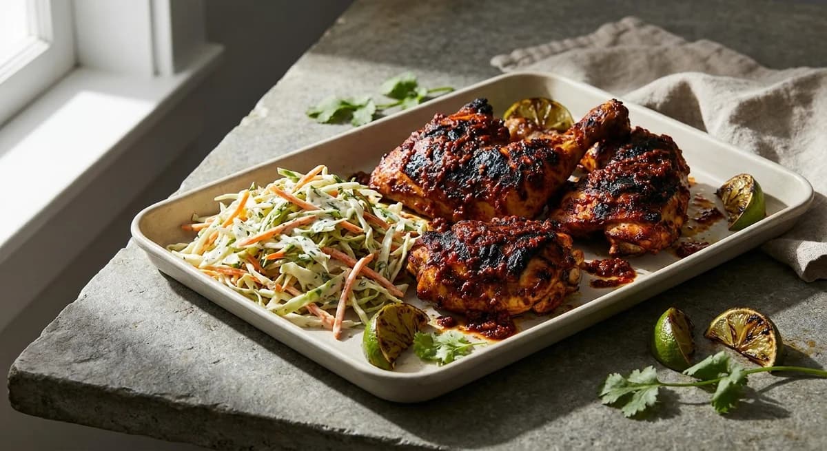 Smoky Sheet-Pan Piri-Piri Chicken and Slaw Recipe