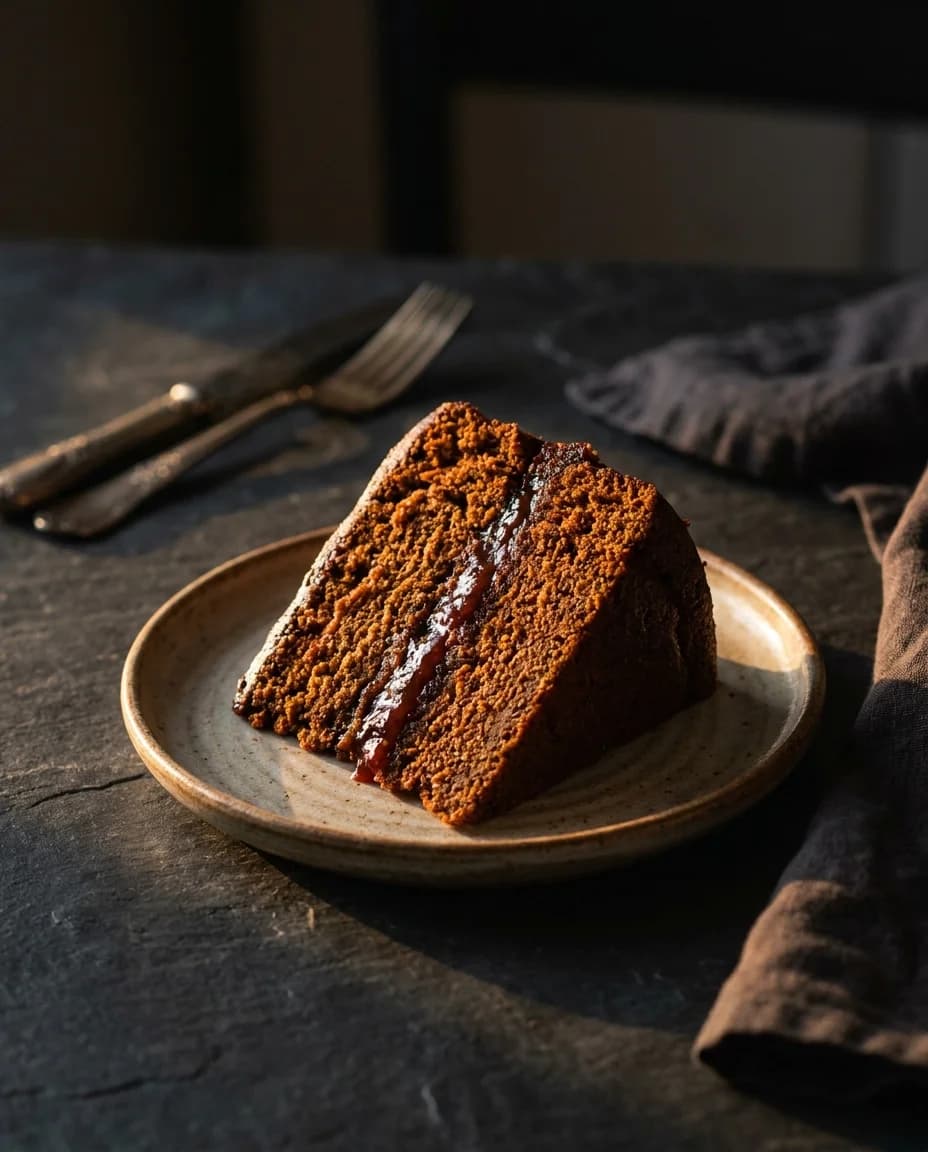 Spiced Polish Gingerbread Cake with Plum Jam