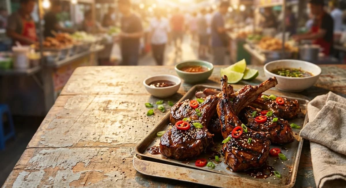 Sticky Honey-Soy Chilli Ginger Lamb Chops