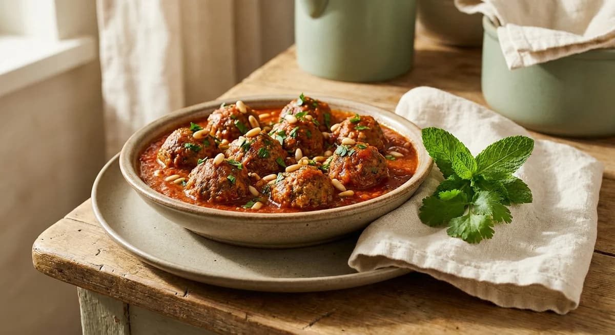 Tender Algerian Kefta Meatballs in Spiced Tomato Sauce