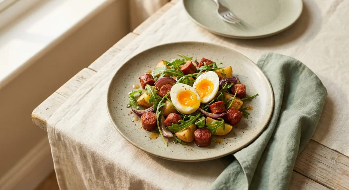 Warm Spanish Chorizo and Soft-Boiled Egg Salad
