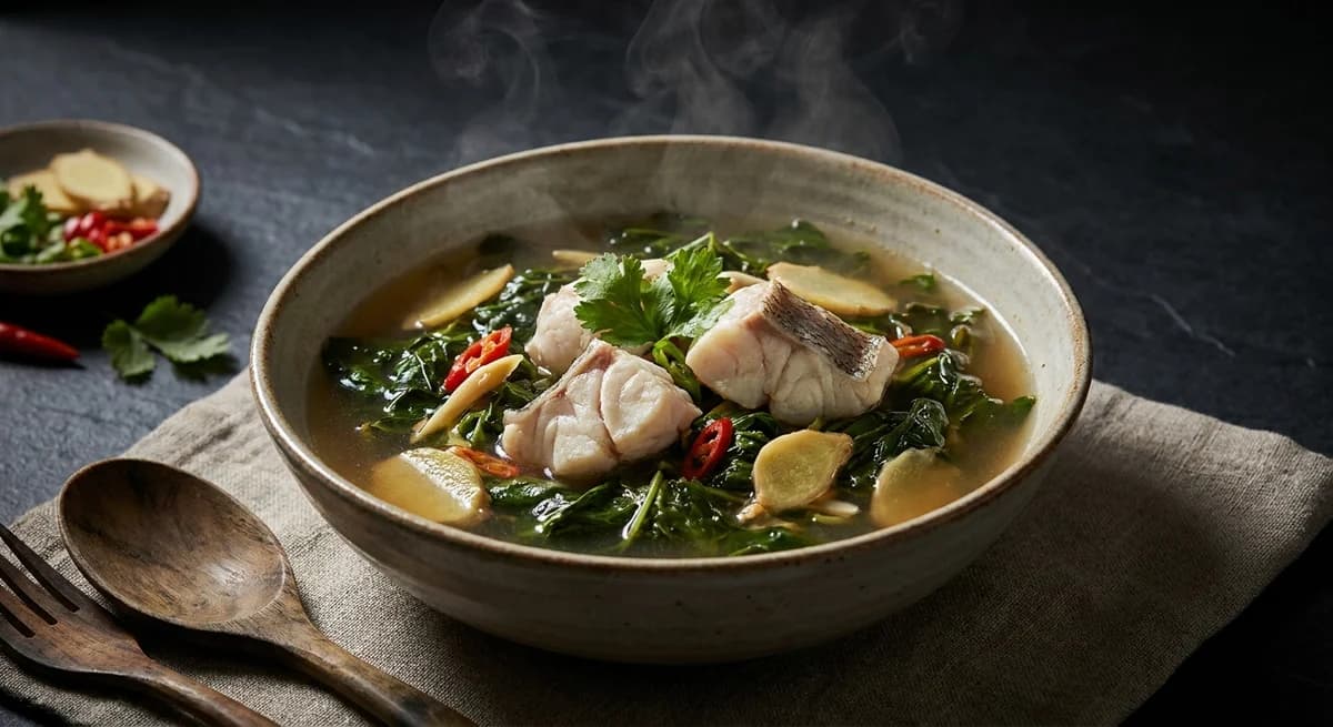 Zesty Ginger Thai-Style Fish Broth with Greens Recipe