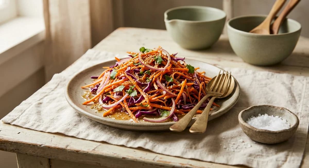 Zesty Sesame Tangy Carrot, Cabbage & Onion Salad Recipe